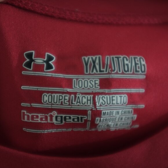 Under Armour Boys tshirt says Baseball Loose Heatgear Red size YLG - Picture 4 of 5